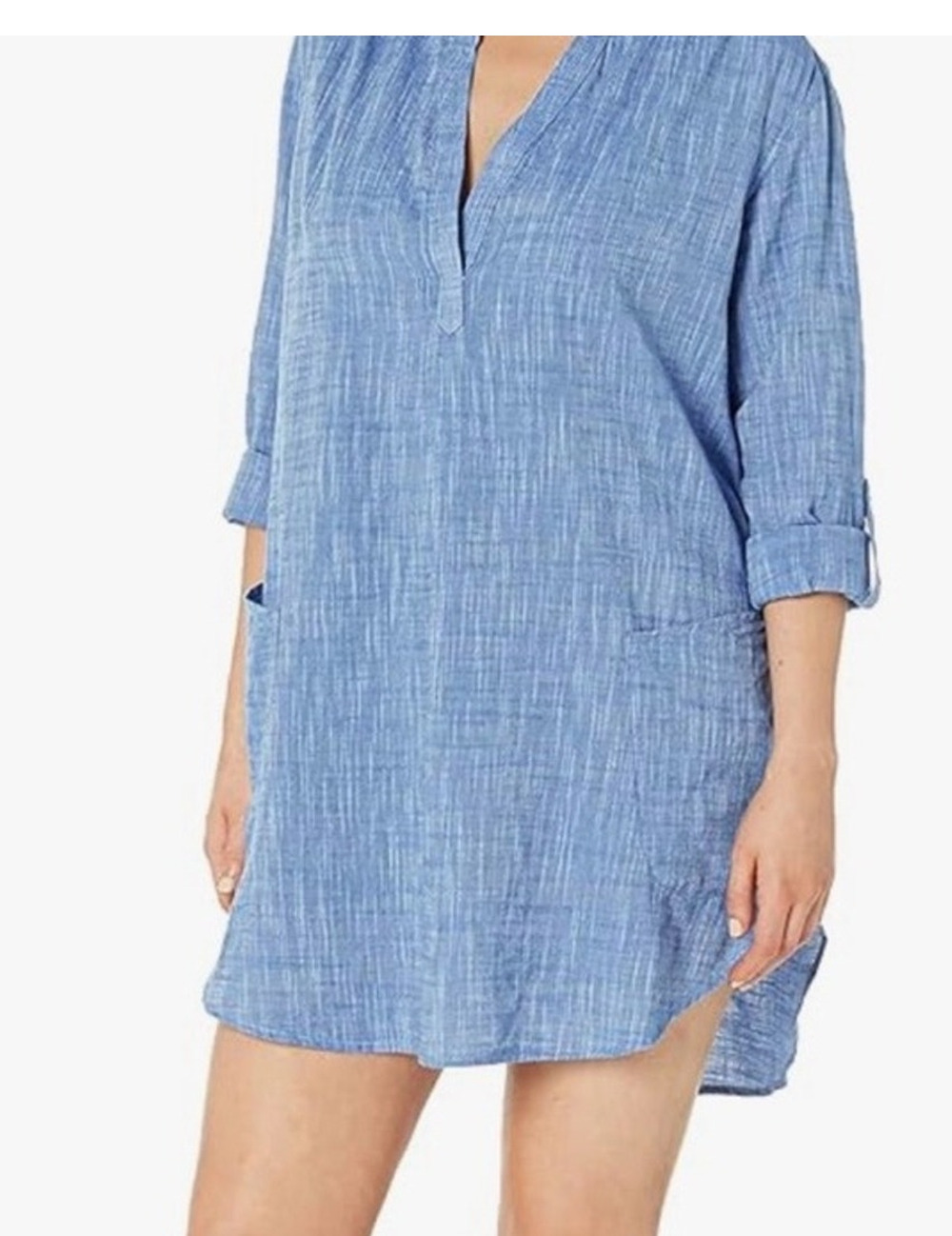 Seafolly Chambray Blue Beach Cover Up Tunic Dress XL Coastal Resort Swim